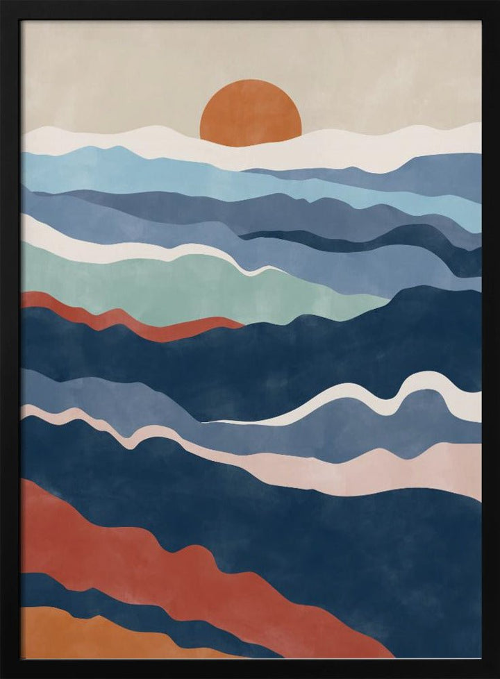 Abstract Landscape With Layered Waves - Stretched Canvas, Poster or Fine Art Print - I Heart Wall Art - Poster Print, Canvas Print or Framed Art Print