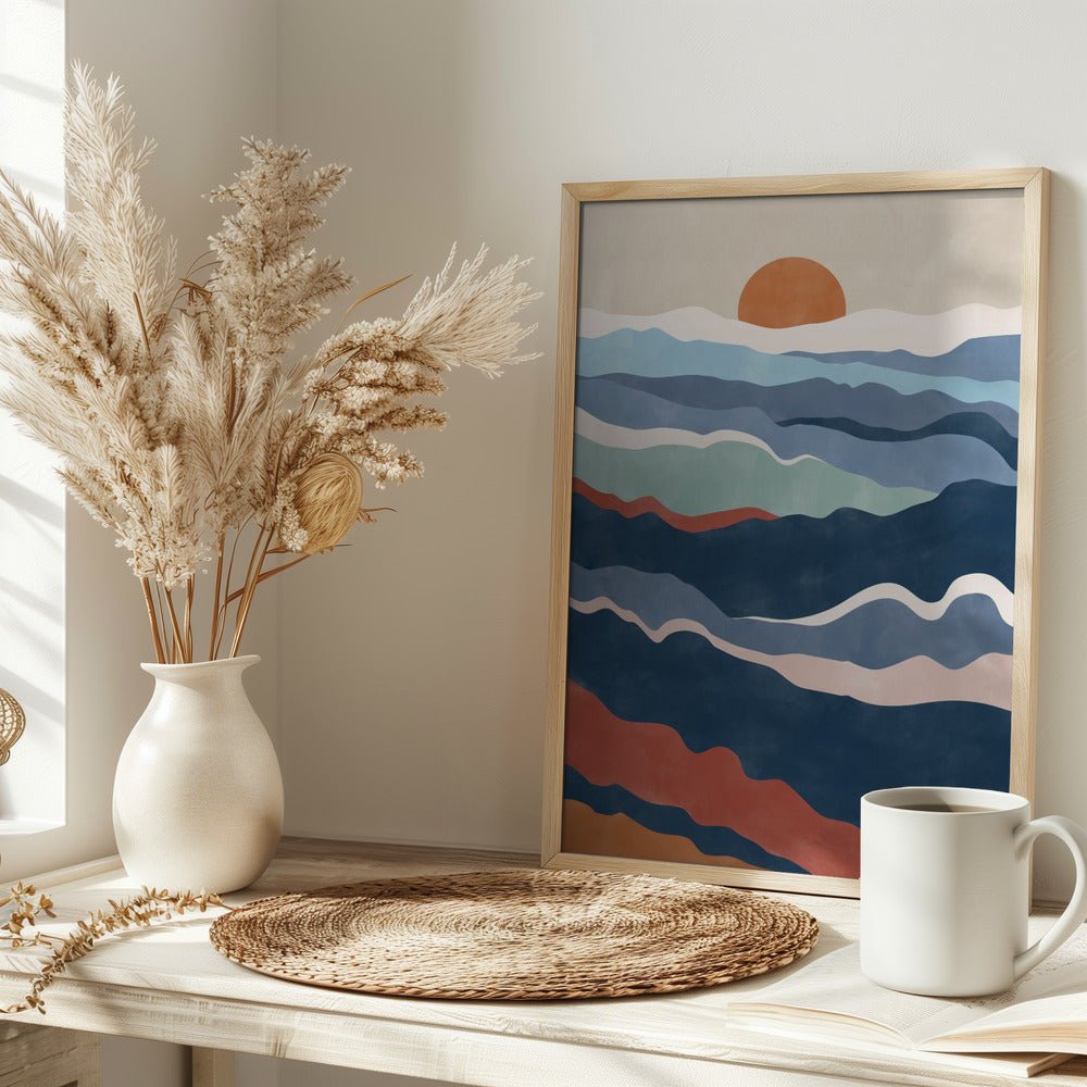 Abstract Landscape With Layered Waves - Stretched Canvas, Poster or Fine Art Print - I Heart Wall Art - Poster Print, Canvas Print or Framed Art Print