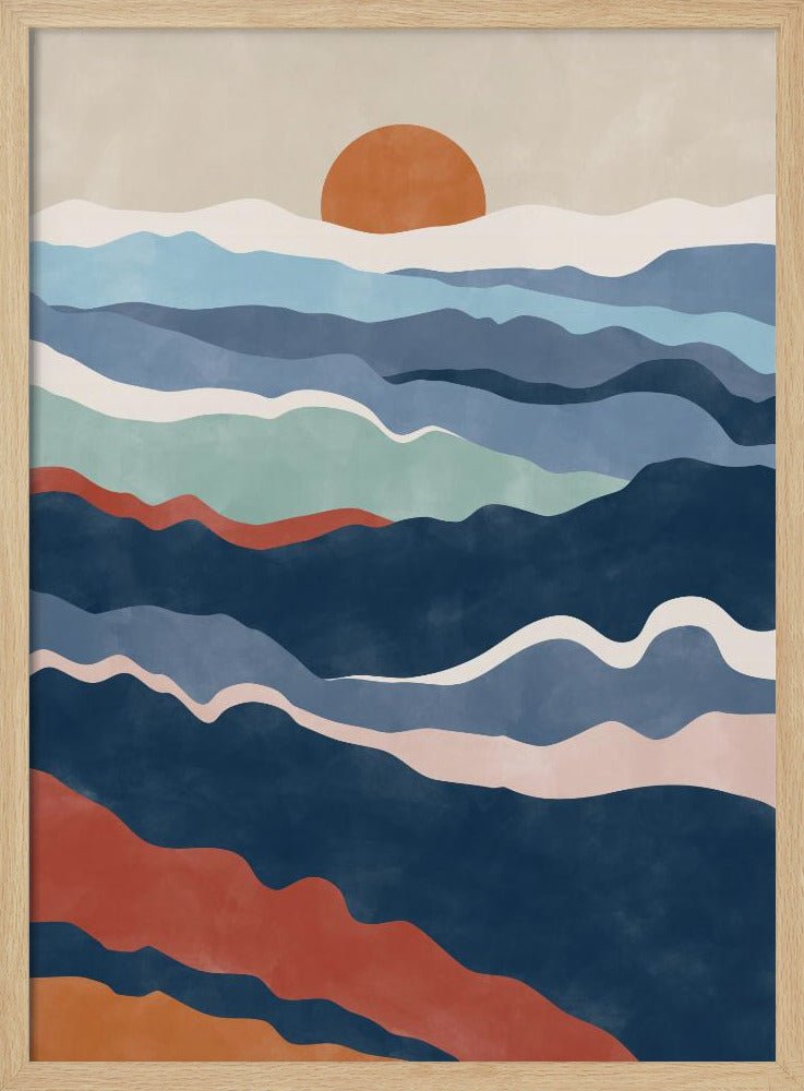 Abstract Landscape With Layered Waves - Stretched Canvas, Poster or Fine Art Print - I Heart Wall Art - Poster Print, Canvas Print or Framed Art Print