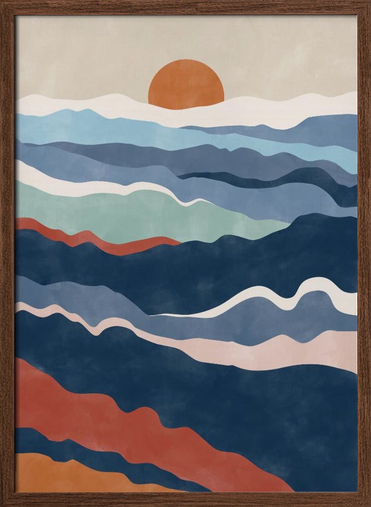 Abstract Landscape With Layered Waves - Stretched Canvas, Poster or Fine Art Print - I Heart Wall Art - Poster Print, Canvas Print or Framed Art Print