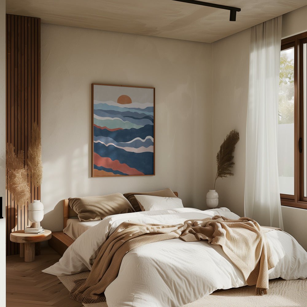 Abstract Landscape With Layered Waves - Stretched Canvas, Poster or Fine Art Print - I Heart Wall Art - Poster Print, Canvas Print or Framed Art Print
