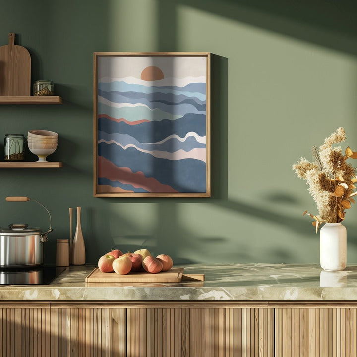 Abstract Landscape With Layered Waves - Stretched Canvas, Poster or Fine Art Print - I Heart Wall Art - Poster Print, Canvas Print or Framed Art Print