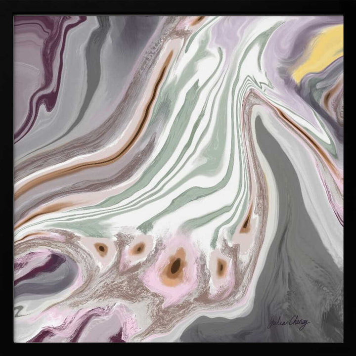 Abstract Mauve, Gray, Sage W Yellow Accent Julia Cheney - Square Stretched Canvas, Poster or Fine Art Print - I Heart Wall Art - Poster Print, Canvas Print or Framed Art Print