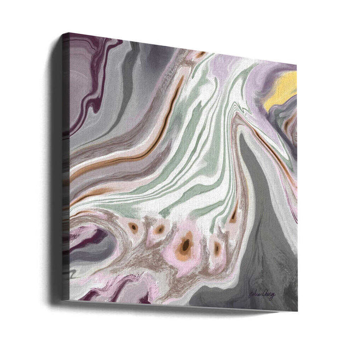 Abstract Mauve, Gray, Sage W Yellow Accent Julia Cheney - Square Stretched Canvas, Poster or Fine Art Print - I Heart Wall Art - Poster Print, Canvas Print or Framed Art Print
