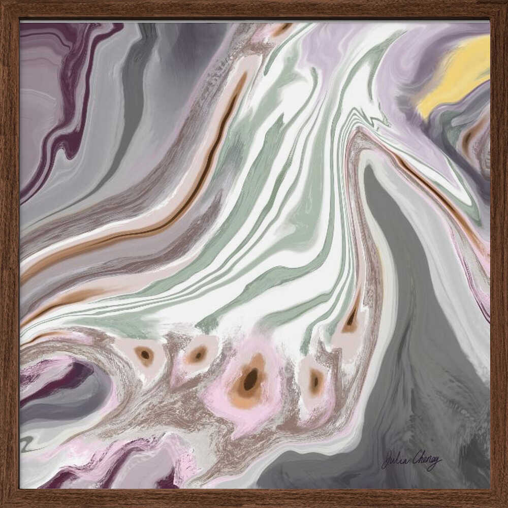 Abstract Mauve, Gray, Sage W Yellow Accent Julia Cheney - Square Stretched Canvas, Poster or Fine Art Print - I Heart Wall Art - Poster Print, Canvas Print or Framed Art Print