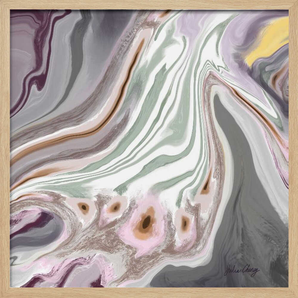 Abstract Mauve, Gray, Sage W Yellow Accent Julia Cheney - Square Stretched Canvas, Poster or Fine Art Print - I Heart Wall Art - Poster Print, Canvas Print or Framed Art Print