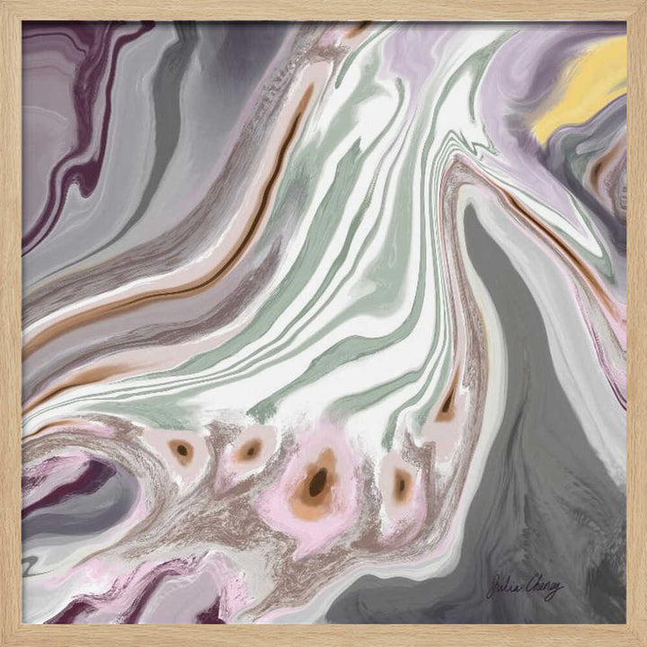 Abstract Mauve, Gray, Sage W Yellow Accent Julia Cheney - Square Stretched Canvas, Poster or Fine Art Print - I Heart Wall Art - Poster Print, Canvas Print or Framed Art Print