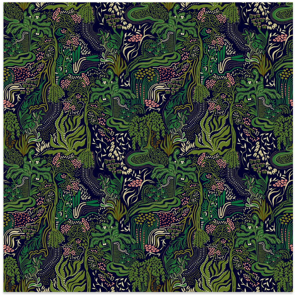 African Jungle - Square Stretched Canvas, Poster or Fine Art Print I Heart Wall Art