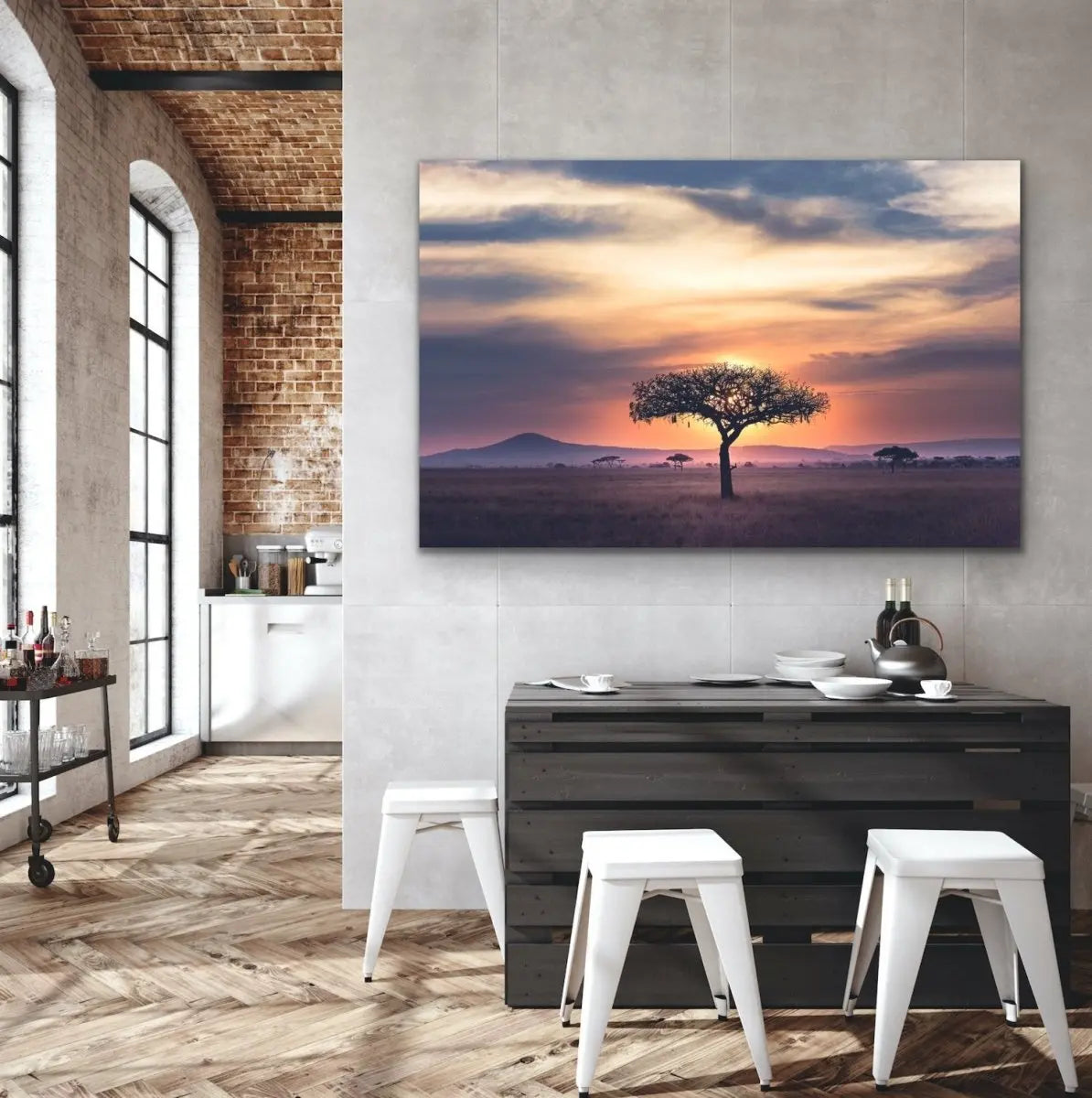 African Lights - Striking African Savannah Landscape Photographic Canvas Print - I Heart Wall Art - Poster Print, Canvas Print or Framed Art Print