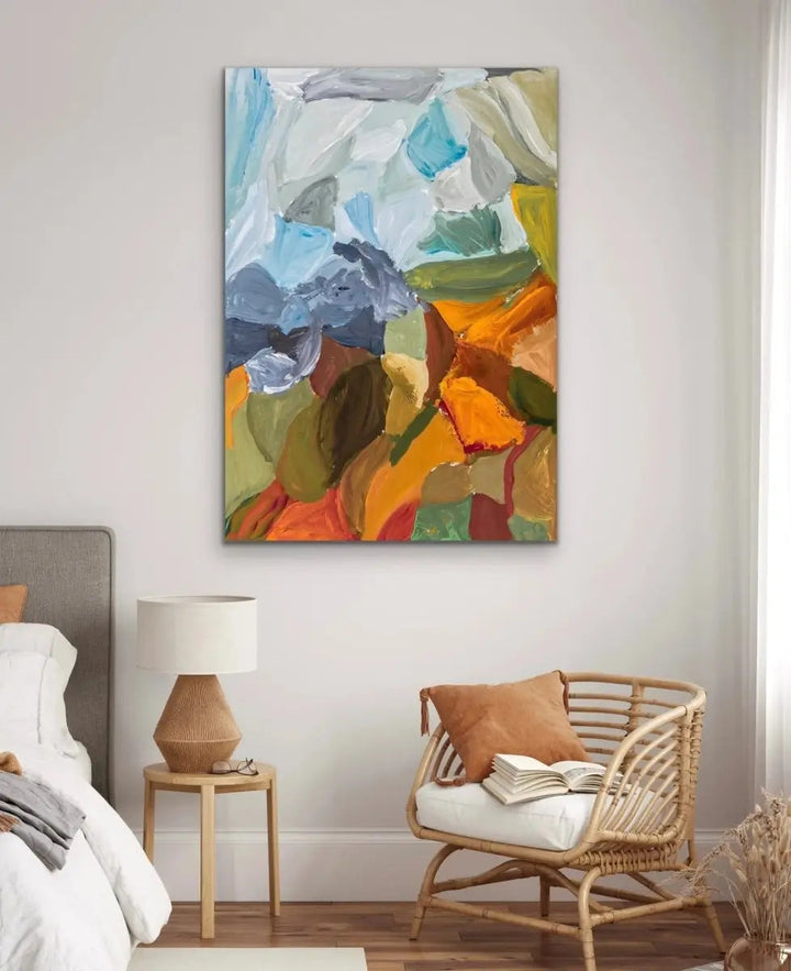 Afternoon Light - Abstract Landscape Yellow Orange Australian Country Print - I Heart Wall Art - Poster Print, Canvas Print or Framed Art Print