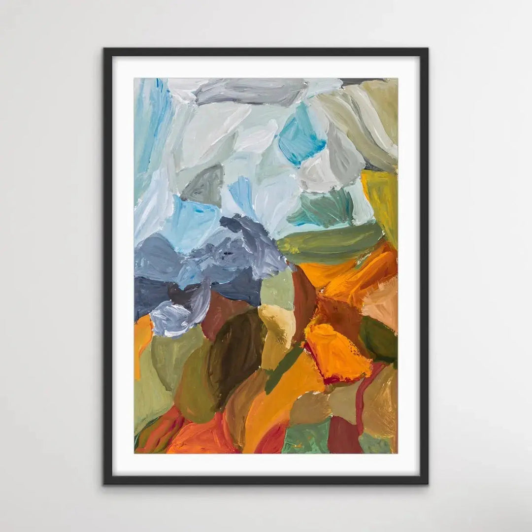 Afternoon Light - Abstract Landscape Yellow Orange Australian Country Print - I Heart Wall Art - Poster Print, Canvas Print or Framed Art Print