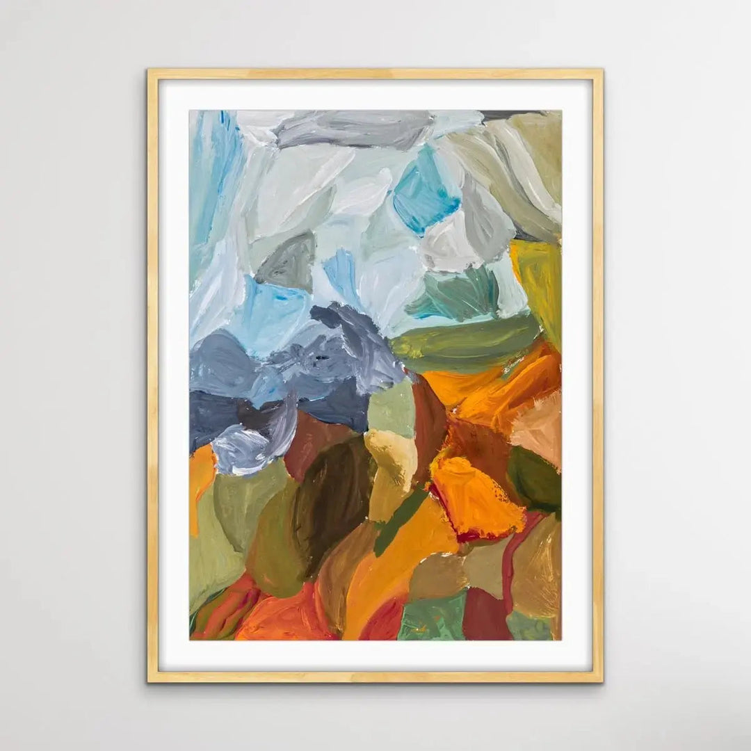Afternoon Light - Abstract Landscape Yellow Orange Australian Country Print - I Heart Wall Art - Poster Print, Canvas Print or Framed Art Print