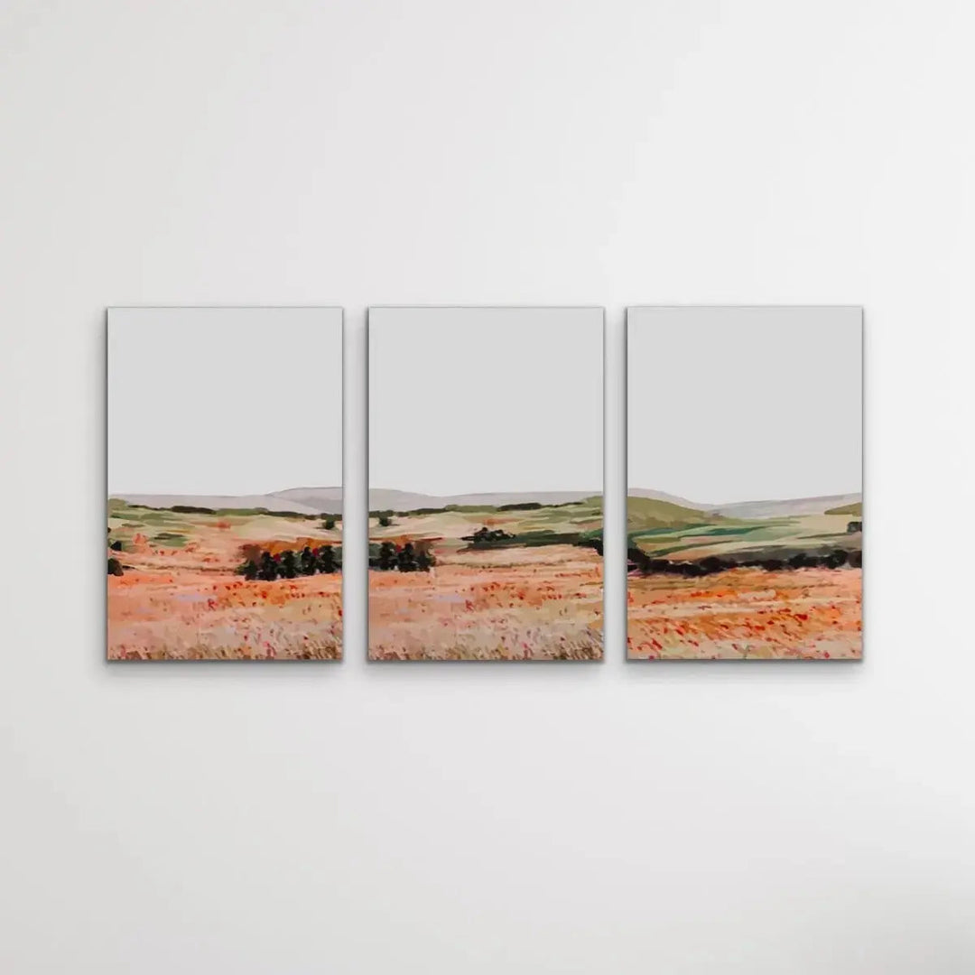 Afternoon View - Three Piece Landscape Print Set Triptych - I Heart Wall Art - Poster Print, Canvas Print or Framed Art Print