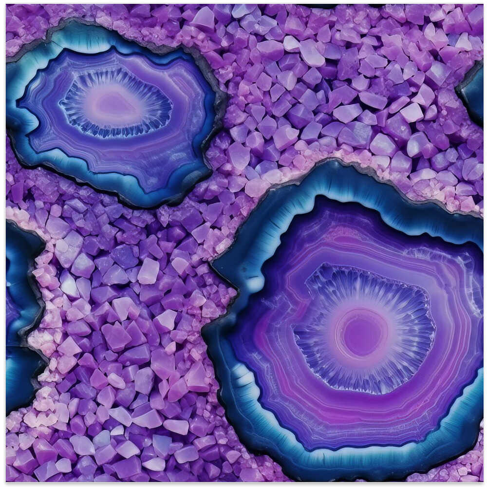 Agate and Amethyst - Square Stretched Canvas, Poster or Fine Art Print - I Heart Wall Art - Poster Print, Canvas Print or Framed Art Print