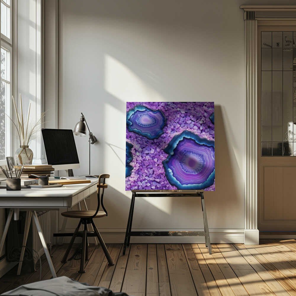 Agate and Amethyst - Square Stretched Canvas, Poster or Fine Art Print - I Heart Wall Art - Poster Print, Canvas Print or Framed Art Print