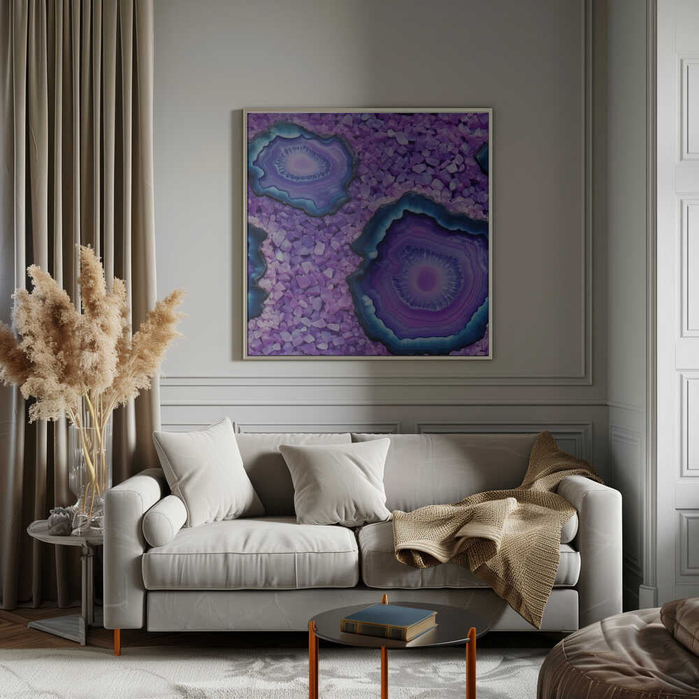 Agate and Amethyst - Square Stretched Canvas, Poster or Fine Art Print - I Heart Wall Art - Poster Print, Canvas Print or Framed Art Print