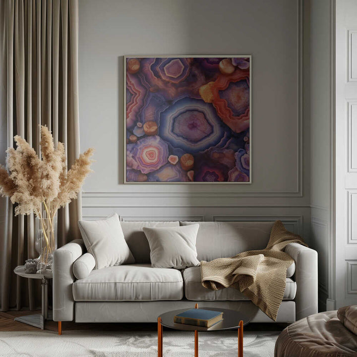Agate Crystal Layers - Square Stretched Canvas, Poster or Fine Art Print - I Heart Wall Art - Poster Print, Canvas Print or Framed Art Print