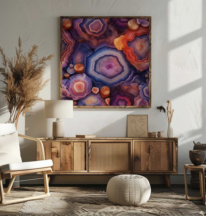 Agate Crystal Layers - Square Stretched Canvas, Poster or Fine Art Print - I Heart Wall Art - Poster Print, Canvas Print or Framed Art Print