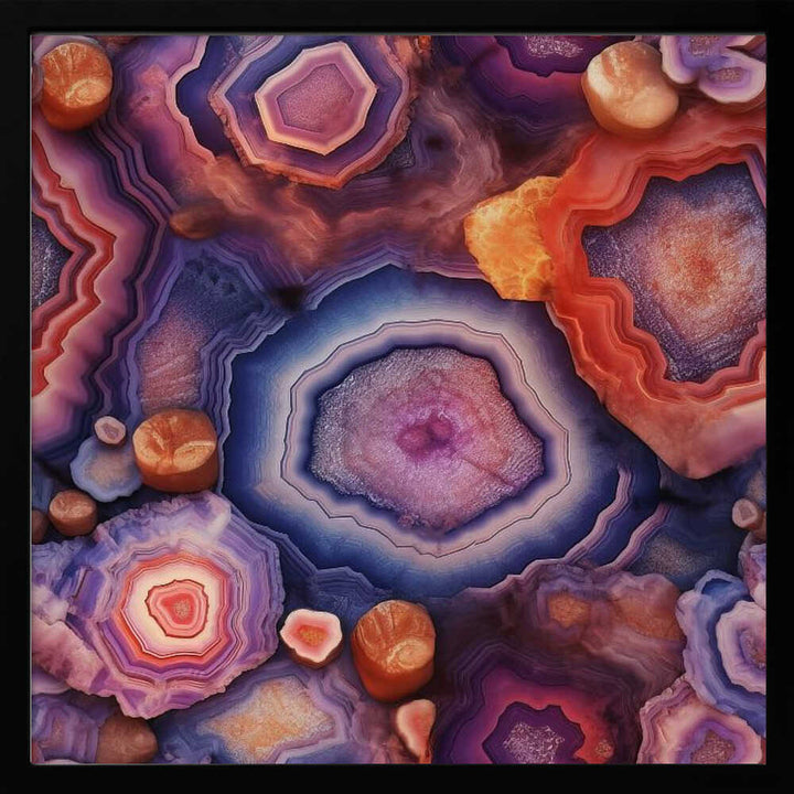 Agate Crystal Layers - Square Stretched Canvas, Poster or Fine Art Print - I Heart Wall Art - Poster Print, Canvas Print or Framed Art Print