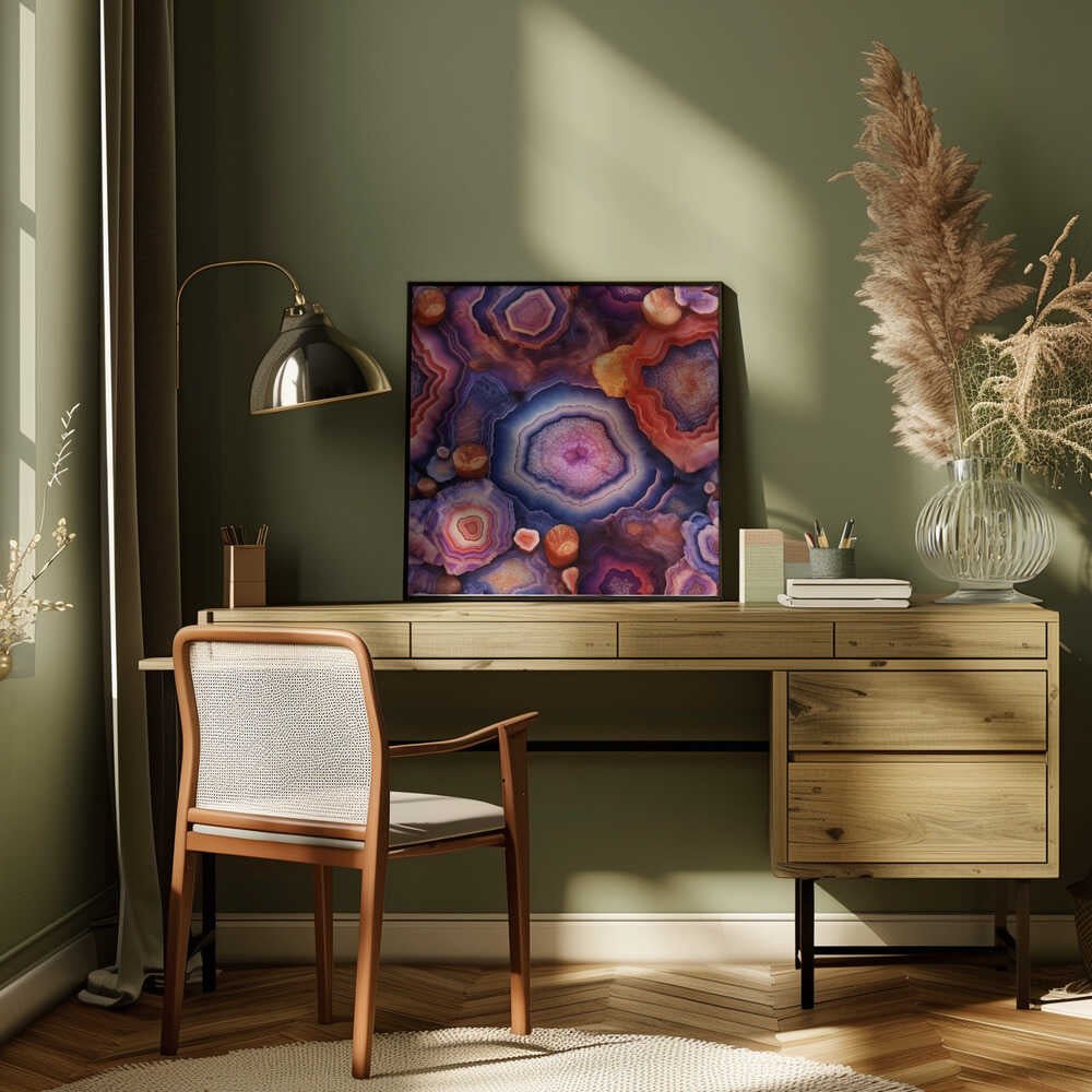 Agate Crystal Layers - Square Stretched Canvas, Poster or Fine Art Print - I Heart Wall Art - Poster Print, Canvas Print or Framed Art Print