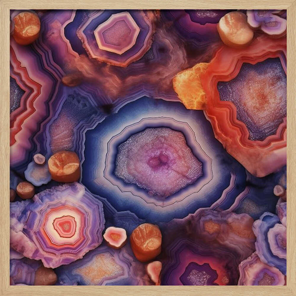 Agate Crystal Layers - Square Stretched Canvas, Poster or Fine Art Print - I Heart Wall Art - Poster Print, Canvas Print or Framed Art Print