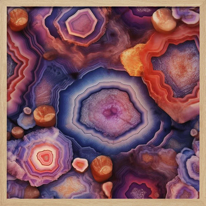 Agate Crystal Layers - Square Stretched Canvas, Poster or Fine Art Print - I Heart Wall Art - Poster Print, Canvas Print or Framed Art Print