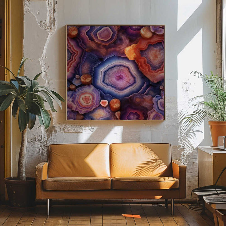 Agate Crystal Layers - Square Stretched Canvas, Poster or Fine Art Print - I Heart Wall Art - Poster Print, Canvas Print or Framed Art Print