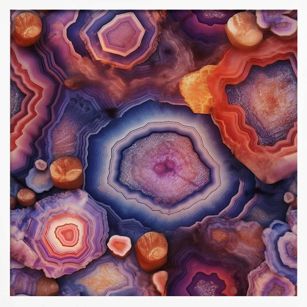 Agate Crystal Layers - Square Stretched Canvas, Poster or Fine Art Print - I Heart Wall Art - Poster Print, Canvas Print or Framed Art Print