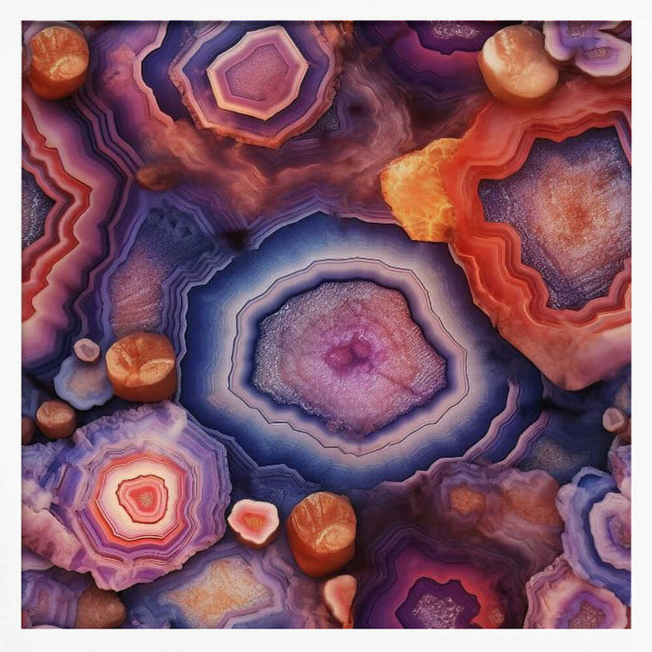 Agate Crystal Layers - Square Stretched Canvas, Poster or Fine Art Print - I Heart Wall Art - Poster Print, Canvas Print or Framed Art Print