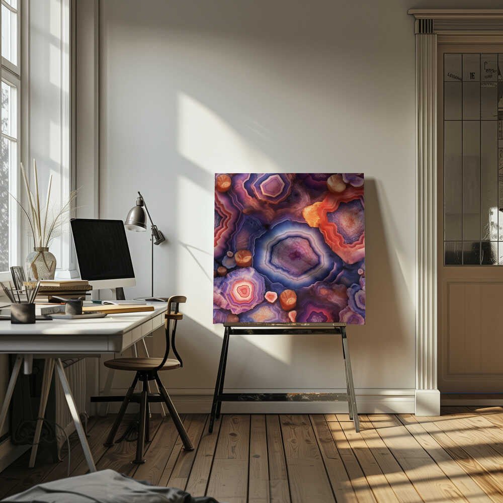 Agate Crystal Layers - Square Stretched Canvas, Poster or Fine Art Print - I Heart Wall Art - Poster Print, Canvas Print or Framed Art Print