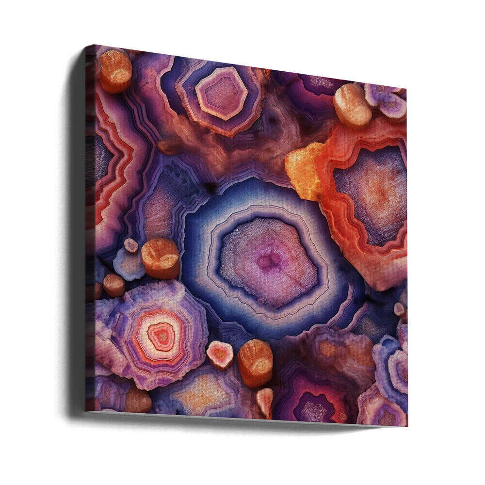Agate Crystal Layers - Square Stretched Canvas, Poster or Fine Art Print - I Heart Wall Art - Poster Print, Canvas Print or Framed Art Print