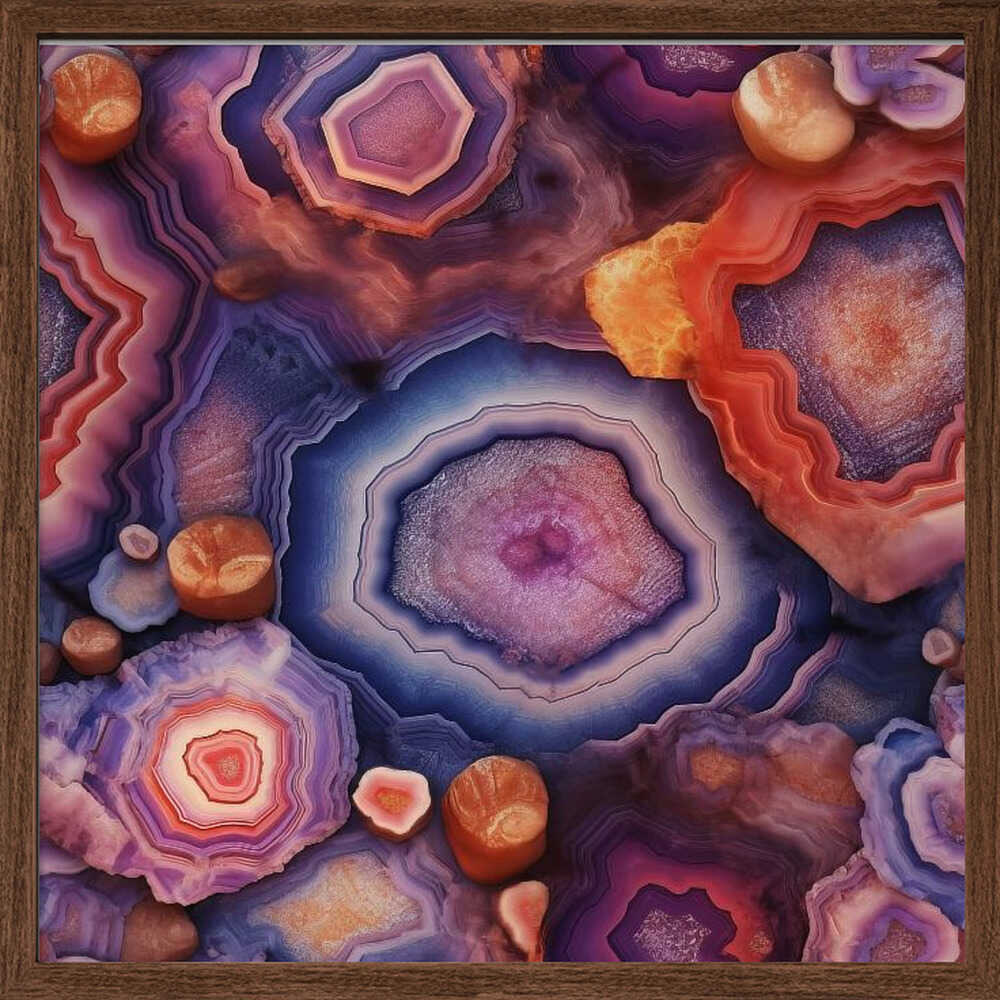 Agate Crystal Layers - Square Stretched Canvas, Poster or Fine Art Print - I Heart Wall Art - Poster Print, Canvas Print or Framed Art Print