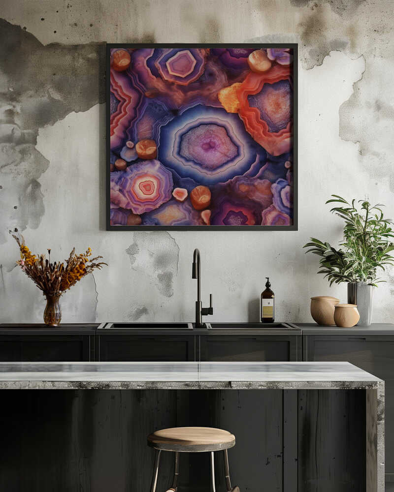 Agate Crystal Layers - Square Stretched Canvas, Poster or Fine Art Print - I Heart Wall Art - Poster Print, Canvas Print or Framed Art Print