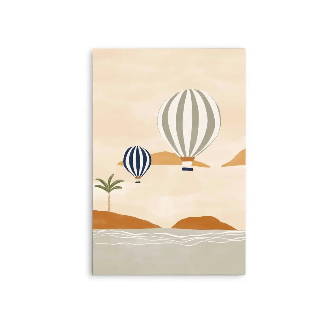 Air balloons In Dessert by Ivy Green Illustrations - Stretched Canvas Print or Framed Fine Art Print - Artwork - I Heart Wall Art - Poster Print, Canvas Print or Framed Art Print