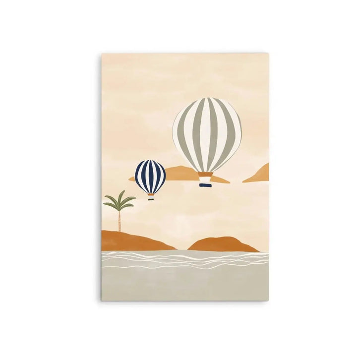 Air balloons In Dessert by Ivy Green Illustrations - Stretched Canvas Print or Framed Fine Art Print - Artwork - I Heart Wall Art - Poster Print, Canvas Print or Framed Art Print