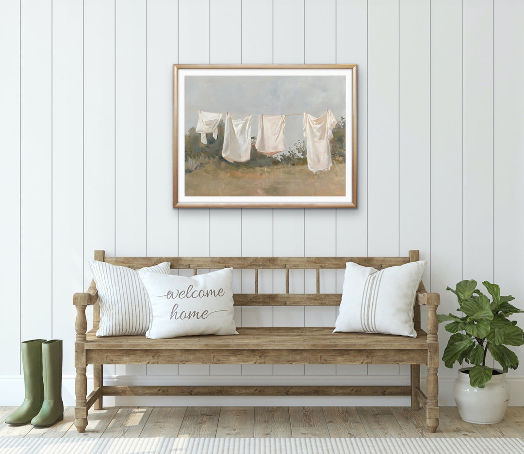 Air It Out - Countryside Laundry Rustic Stretched Canvas or Wall Art Print I Heart Wall Art Australia