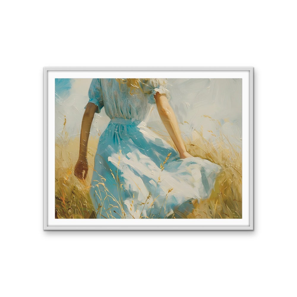 Alice in Countryside - Vintage Woman in a Field Stretched Canvas, Wall Art Print I Heart Wall Art