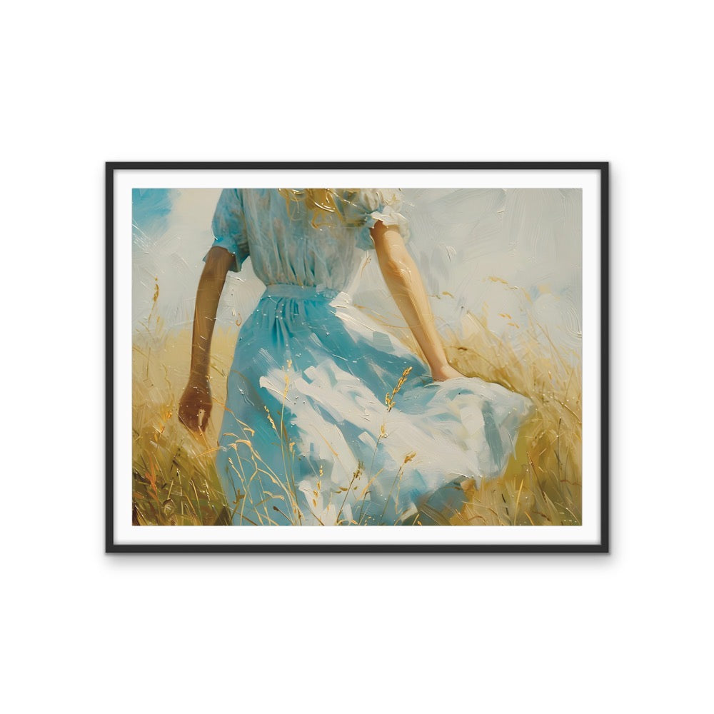 Alice in Countryside - Vintage Woman in a Field Stretched Canvas, Wall Art Print I Heart Wall Art