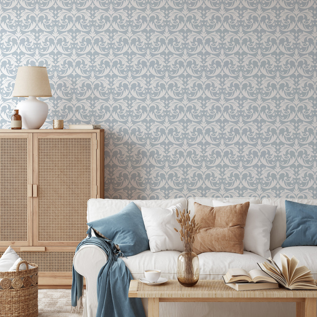 Alice’ - Vintage White and Grey Wallpaper