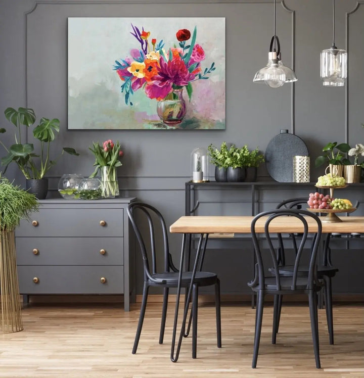 All For You - Bright Colourful Canvas Print With Bouquet Of Flowers - I Heart Wall Art - Poster Print, Canvas Print or Framed Art Print