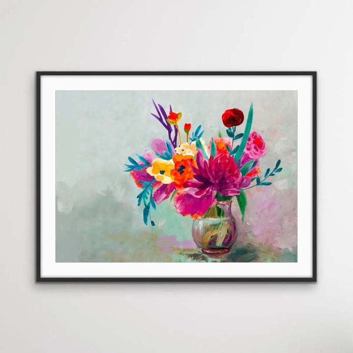 All For You - Bright Colourful Canvas Print With Bouquet Of Flowers - I Heart Wall Art - Poster Print, Canvas Print or Framed Art Print