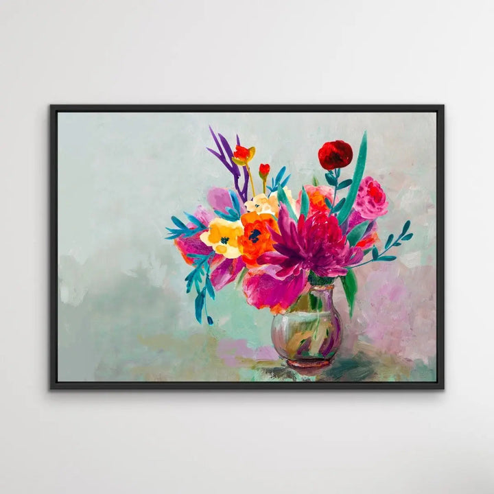 All For You - Bright Colourful Canvas Print With Bouquet Of Flowers - I Heart Wall Art - Poster Print, Canvas Print or Framed Art Print