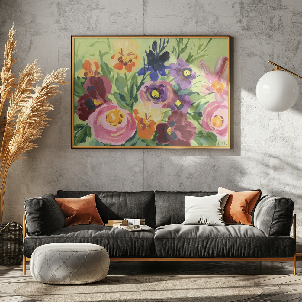 All Shades Of Violet Bouquet - Stretched Canvas, Poster or Fine Art Print I Heart Wall Art