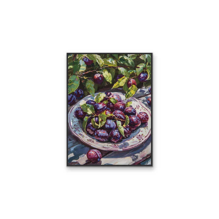Along the Plum Line - Still Life Fruit Stretched Canvas, Wall Art Print I Heart Wall Art