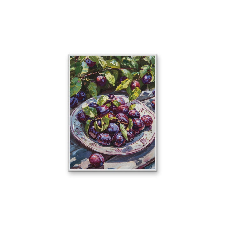 Along the Plum Line - Still Life Fruit Stretched Canvas, Wall Art Print I Heart Wall Art