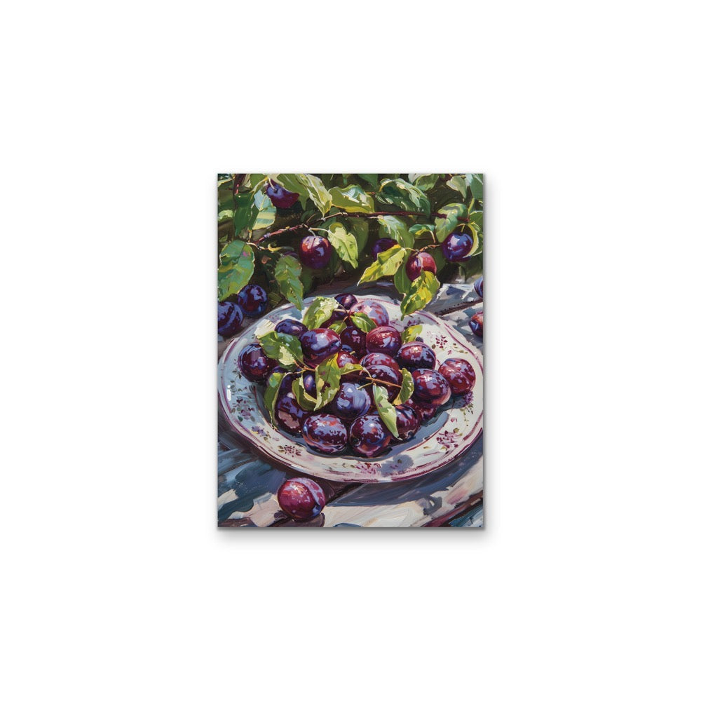 Along the Plum Line - Still Life Fruit Stretched Canvas, Wall Art Print I Heart Wall Art