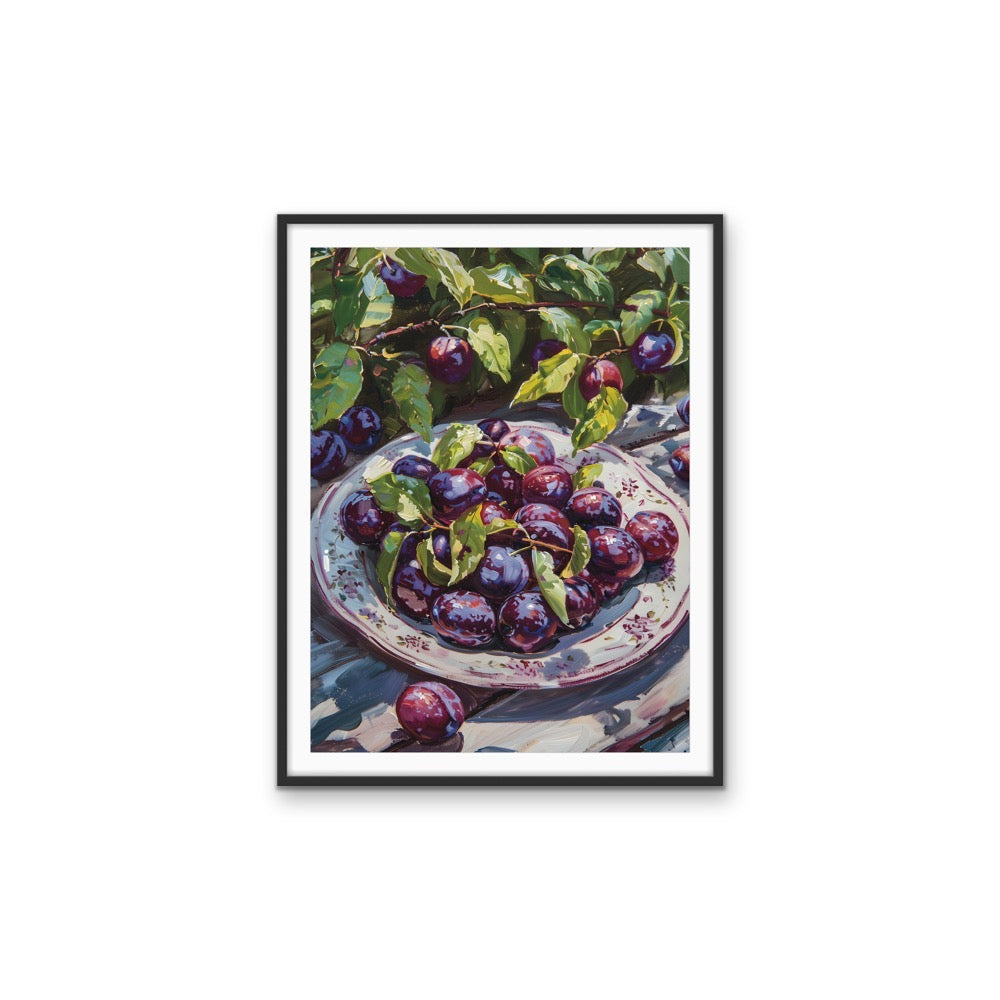 Along the Plum Line - Still Life Fruit Stretched Canvas, Wall Art Print I Heart Wall Art