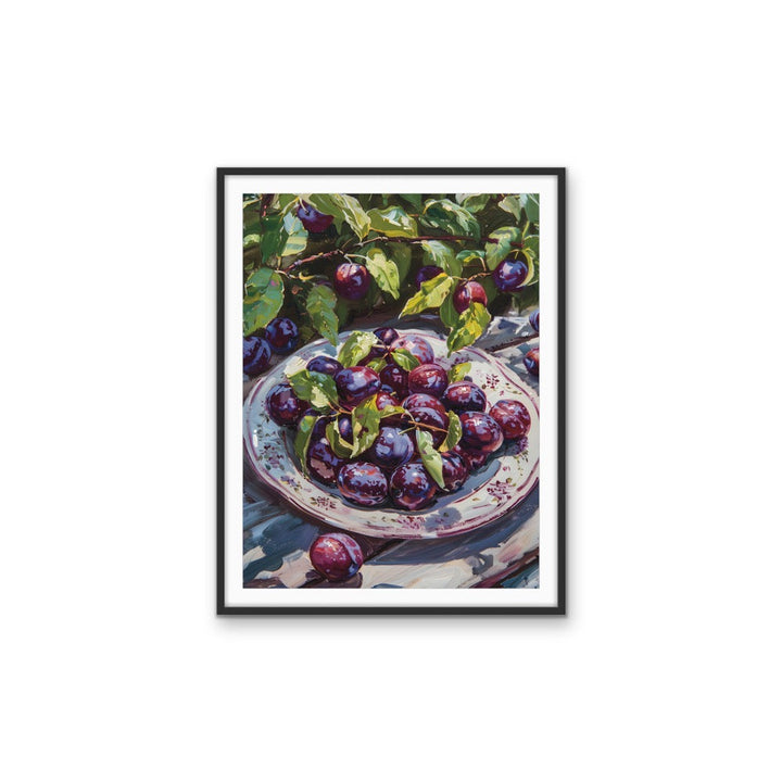 Along the Plum Line - Still Life Fruit Stretched Canvas, Wall Art Print I Heart Wall Art