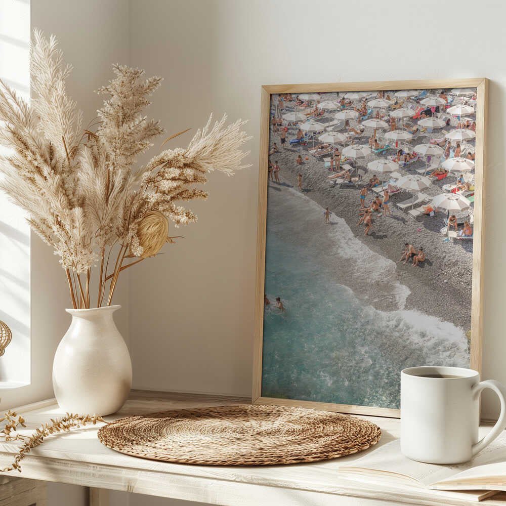 Amalfi Beach - Stretched Canvas, Poster or Fine Art Print - I Heart Wall Art - Poster Print, Canvas Print or Framed Art Print