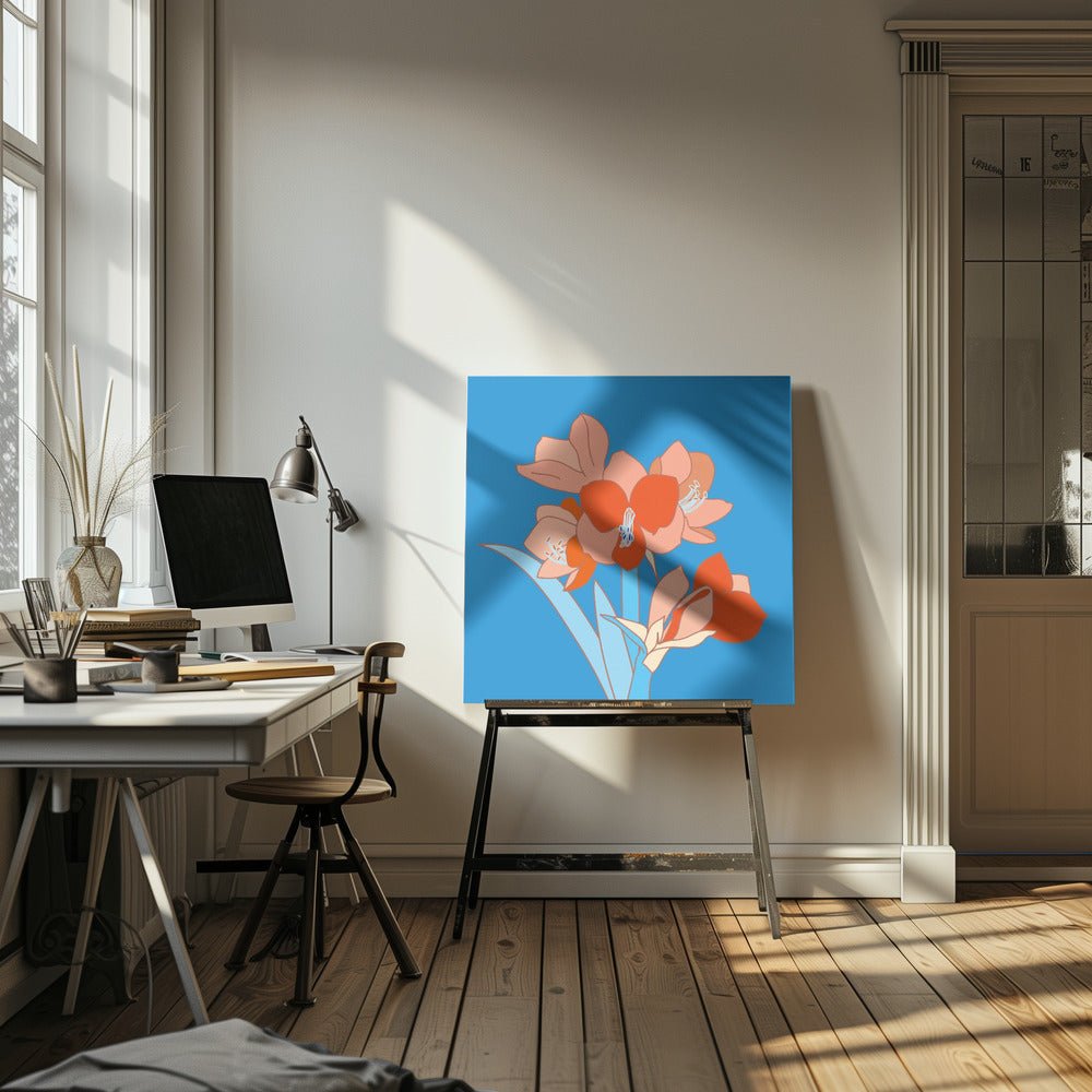 Amaryllis Flowers - Square Stretched Canvas, Poster or Fine Art Print - I Heart Wall Art - Poster Print, Canvas Print or Framed Art Print